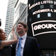 Groupon Chief Executive Andrew Mason poses with his wife Jenny Gillespie outside the Nasdaq Market following his company's IPO in New York November 4, 2011.